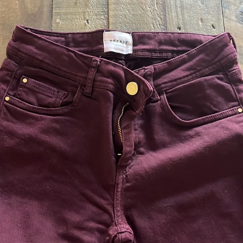 Sézane - excellent condition ankle length burgundy jeans size 27 but fit like 25 - Picture 2 of 15